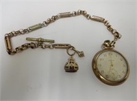 ANTIQUE ADMIRAL POCKETWATCH With Jeweled Watch FOB