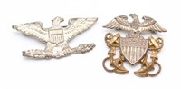 2 STERLING SILVER UNITED STATES MILITARY PINS