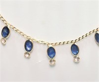 #29 10K Gold, Blue & White Sapphire Necklace