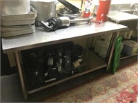 S/STEEL KITCHEN BENCH WITH SHELVES 1500X750