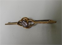 9 KT. GOLD VINTAGE AMETHYST BROOCH PIN JEWELRY