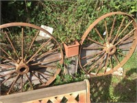 LARGE PAIR OF VICTORIAN CAST IRON WHEELS