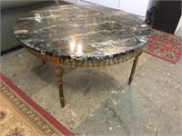 French brass & black marble top coffee table