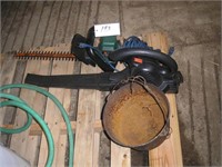 Trimmer, Blower, & Cast Iron Pot