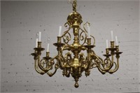 Brass 10 Light Chandelier