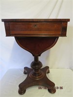 Victorian Rosewood sewing table on pedestal