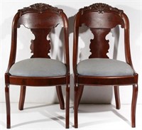 Pair of Antique Continental Fruitwood Chairs