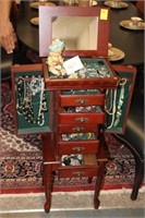 Jewelry box on stand w/ contents