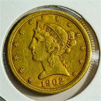 1902 S FIVE DOLLAR GOLD COIN