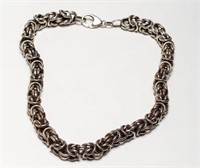 Heavy Sterling Silver Choker-Length Chain Necklace