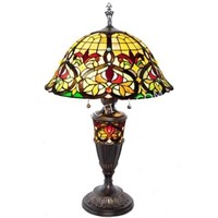 Tiffany Style Cathedral Double Lit Table Lamp $345
