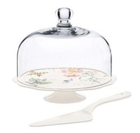 Lenox Butterfly Cake Plate w/ Dome & Server $105