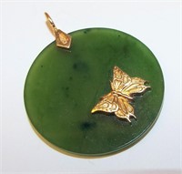 14k Gold And Jade Pendant