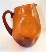 Pilgrim Amber Crackle Glass Pitcher