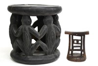 2 Vintage African Carved Wood Items