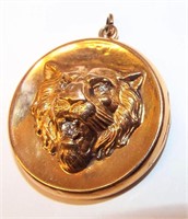 10k Gold & Diamond Lion Locket Pendant