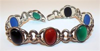 Sterling Silver Bracelet With Colored Stones