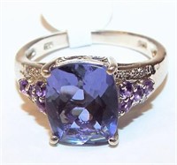 Sterling Silver Ring With Blue And Purple Stones