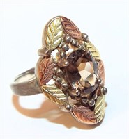Sterling Silver & Gold Leaf Ring