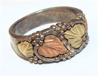Sterling Silver And 10k Gold Ring With Leaf Design