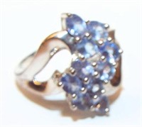 Sterling Silver Ring With Blue Stones