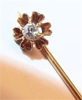 14k Gold And Diamond Stick Pin