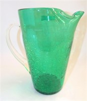 Pilgrim Green Crackle Glass Pitcher