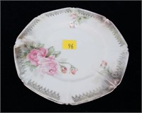 Lot, 6.25" R.S. Prussia plates with pink rose