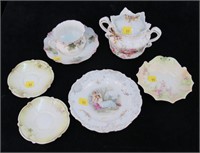 Lot, 7 pieces of unmarked porcelain: sugar with