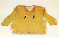 Indian leather pullover fringed jacket with bead