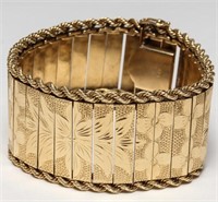 14K Gold Incised Ribbon Bracelet