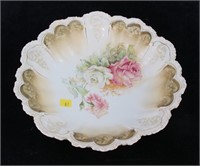 11" R.S. Prussia bowl with rose decoration