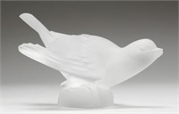 Lalique Frosted Crystal Sparrow Paperweight