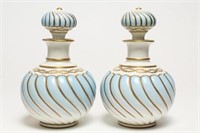 Pair of Lobed & Gilt Porcelain Dresser Bottles