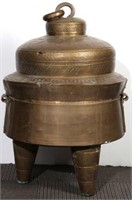 North African Brass Lidded Grain Container