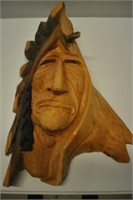 Big Hand Carved Indian Chief Sculpture