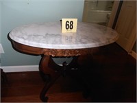 Marble Top Lamp Table - Rose Carved - Oval