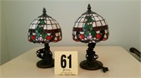 Pair of Leaded Glass Lamps