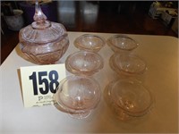 Pink Depression Candy Dish with Cover - 6