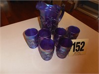 Imperial Carnival Pitcher & 6 Glasses - Blue