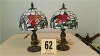 Pair of Leaded Glass Lamps