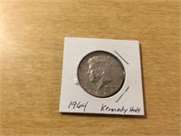 1964 SILVER Kennedy Half Dollar in Case