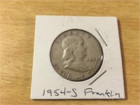 1954-S SILVER FRANKLIN Half Dollar in Case