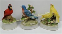 (3) Gorham Ceramic Musical Bird Figurines