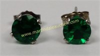 Sterling Silver Emerald Stud Earrings