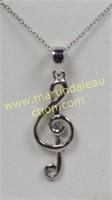 Sterling Silver Treble Clef Music Necklace