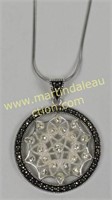 Sterling Silver Marcasite & CZ Necklace