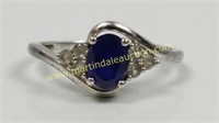 Sterling Silver Created Blue & White Sapphire