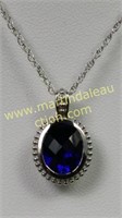 Sterling Silver Created Blue Sapphire Necklace
