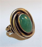 Sterling Silver And Jade Ring